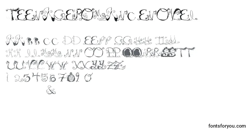 Шрифт Teenageromancenovel – алфавит, цифры, специальные символы