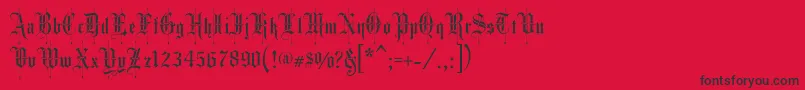 Showcard-Schriftart – Schwarze Schriften auf rotem Hintergrund