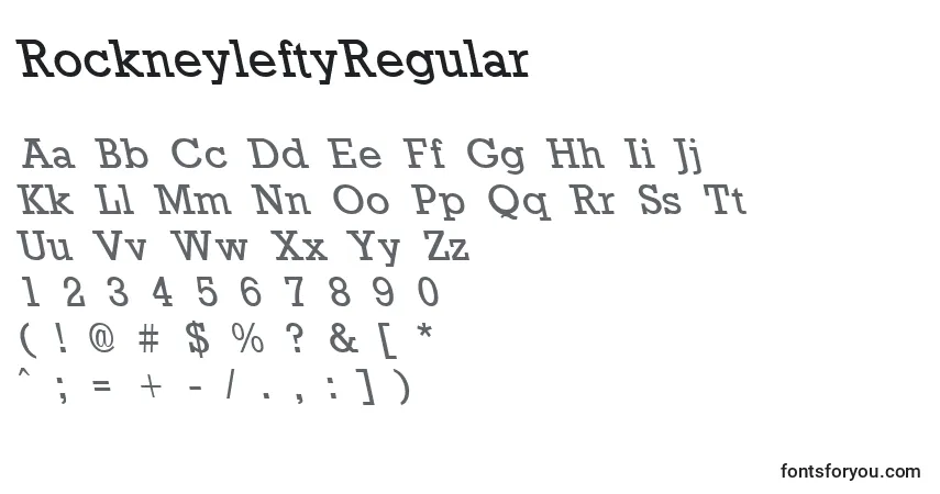 A fonte RockneyleftyRegular – alfabeto, números, caracteres especiais
