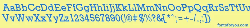 RockneyleftyRegular Font – Blue Fonts on Yellow Background