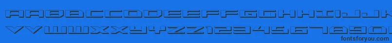 Trireme3D-fontti – mustat fontit sinisellä taustalla