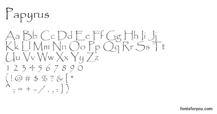 Schriftart Papyrus – Alphabet, Zahlen, spezielle Symbole