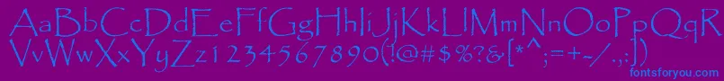 フォントPapyrus – 紫色の背景に青い文字