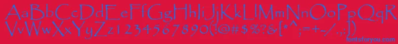 Papyrus Font – Blue Fonts on Red Background