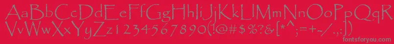 Papyrus Font – Gray Fonts on Red Background