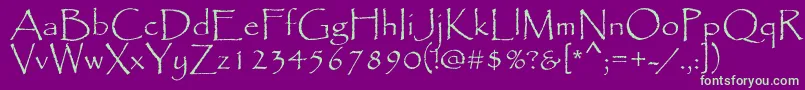 Papyrus-fontti – vihreät fontit violetilla taustalla