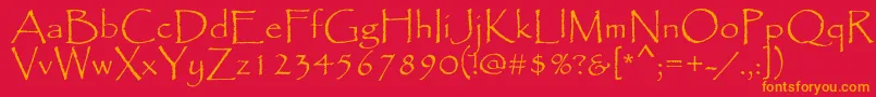 Papyrus Font – Orange Fonts on Red Background