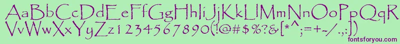 Papyrus Font – Purple Fonts on Green Background