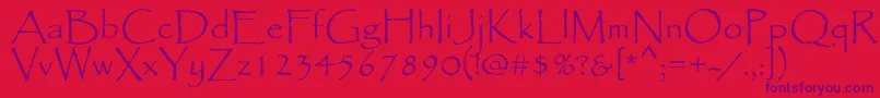 Papyrus-Schriftart – Violette Schriften auf rotem Hintergrund