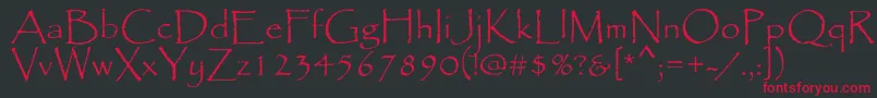 Papyrus Font – Red Fonts on Black Background