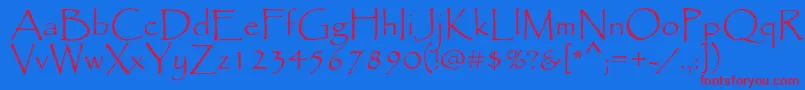Papyrus Font – Red Fonts on Blue Background