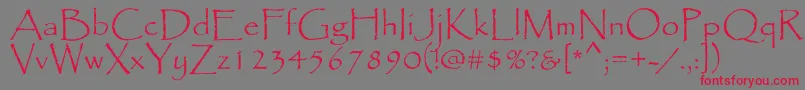 Papyrus Font – Red Fonts on Gray Background