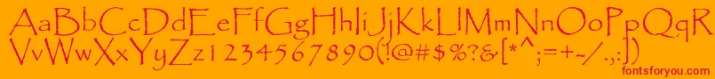 フォントPapyrus – オレンジの背景に赤い文字
