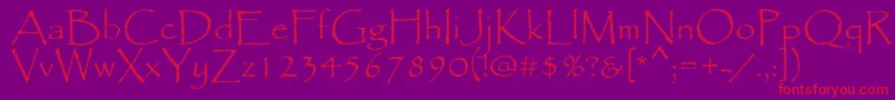 Papyrus Font – Red Fonts on Purple Background