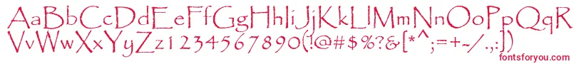 フォントPapyrus – 白い背景に赤い文字