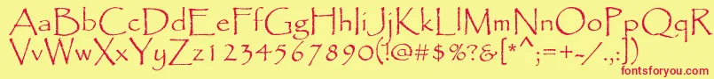 Fonte Papyrus – fontes vermelhas em um fundo amarelo