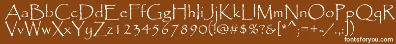 フォントPapyrus – 茶色の背景に白い文字