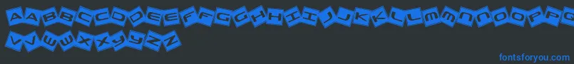 フォントTrashBoxes – 黒い背景に青い文字
