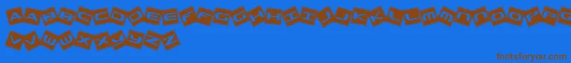 フォントTrashBoxes – 茶色の文字が青い背景にあります。