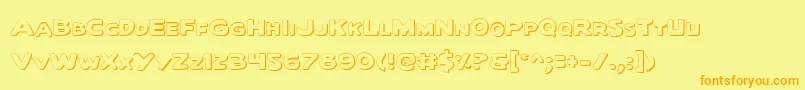 Fonte QuartermainOutline – fontes laranjas em um fundo amarelo