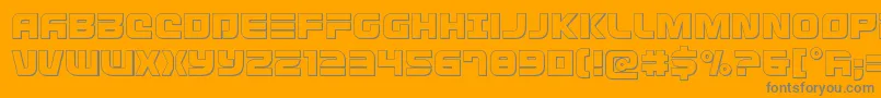 Defconzeroout-Schriftart – Graue Schriften auf orangefarbenem Hintergrund