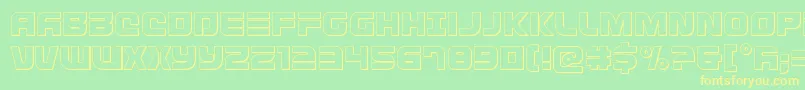 Defconzeroout-Schriftart – Gelbe Schriften auf grünem Hintergrund