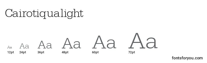 Размеры шрифта Cairotiqualight