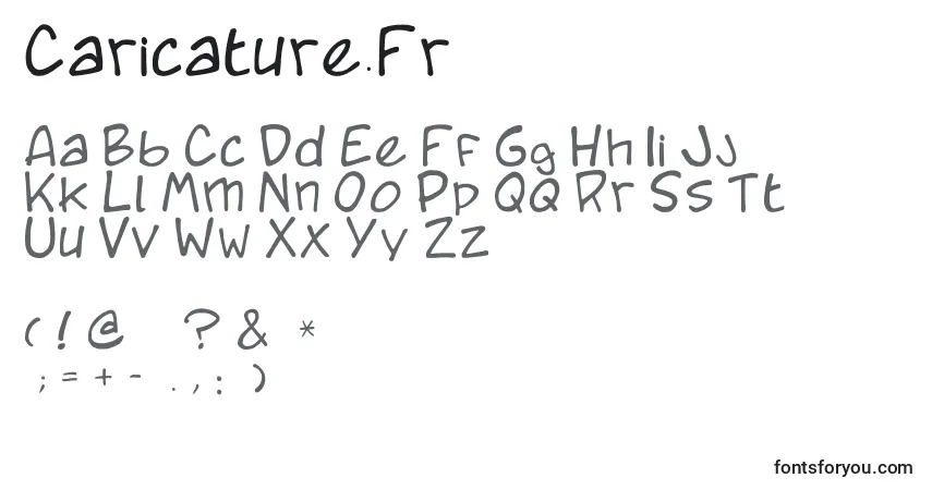 A fonte Caricature.Fr – alfabeto, números, caracteres especiais