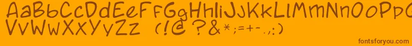 Saiba mais sobre a fonte Caricature.Fr Fonte Caricature.Fr – fontes marrons em um fundo laranja