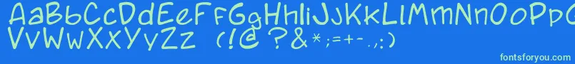 Caricature.Fr Font – Green Fonts on Blue Background