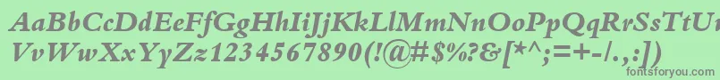 フォントKuriakosBlackSsiExtraBoldItalic – 緑の背景に灰色の文字