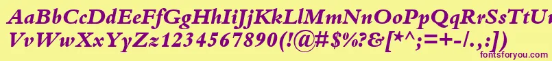 KuriakosBlackSsiExtraBoldItalic Font – Purple Fonts on Yellow Background