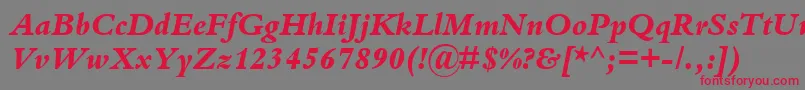 KuriakosBlackSsiExtraBoldItalic Font – Red Fonts on Gray Background