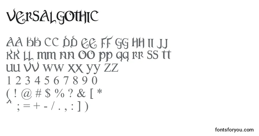 VersalGothic-fontti – aakkoset, numerot, erikoismerkit
