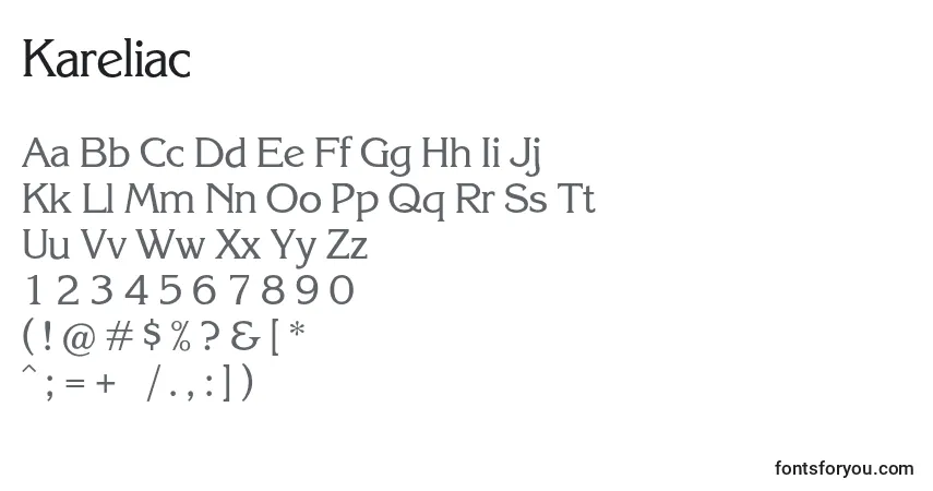 A fonte Kareliac – alfabeto, números, caracteres especiais