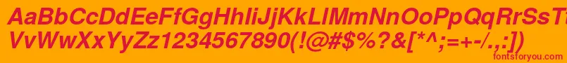 TexgyreherosBolditalic-Schriftart – Rote Schriften auf orangefarbenem Hintergrund