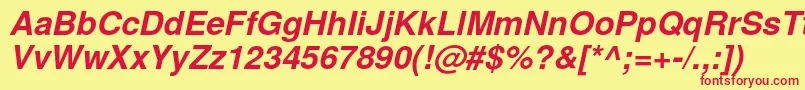 TexgyreherosBolditalic Font – Red Fonts on Yellow Background