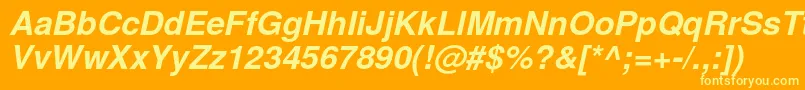 フォントTexgyreherosBolditalic – オレンジの背景に黄色の文字