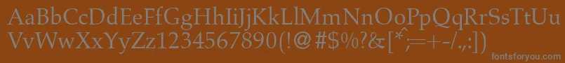 A760RomanRegular-fontti – harmaat kirjasimet ruskealla taustalla