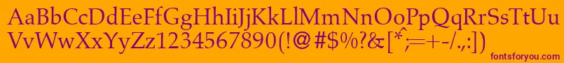 A760RomanRegular-fontti – violetit fontit oranssilla taustalla