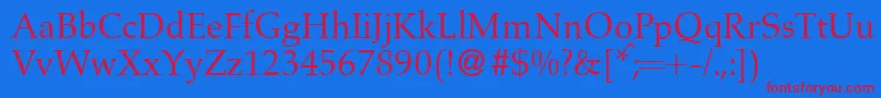 A760RomanRegular Font – Red Fonts on Blue Background