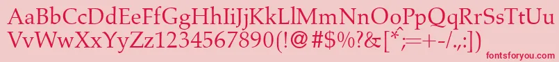 A760RomanRegular-fontti – punaiset fontit vaaleanpunaisella taustalla