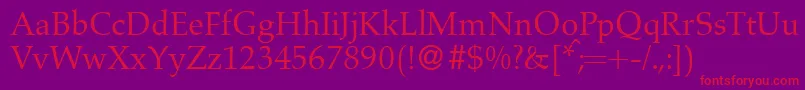 A760RomanRegular Font – Red Fonts on Purple Background