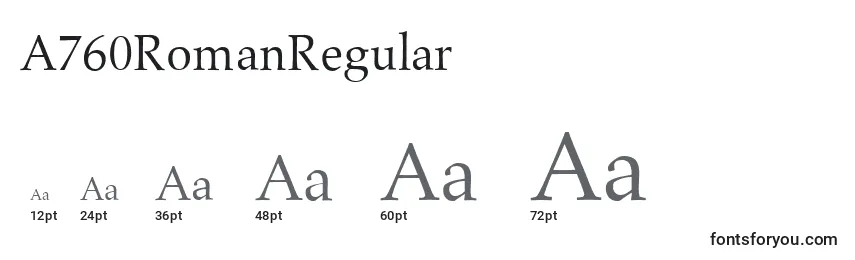 A760RomanRegular Font Sizes