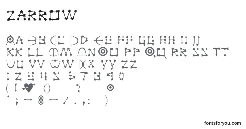 Fuente Zarrow - alfabeto, números, caracteres especiales
