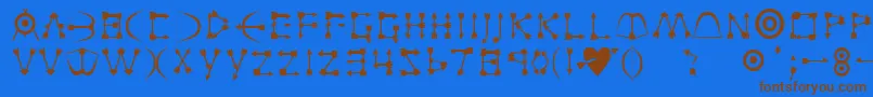 Zarrow-Schriftart – Braune Schriften auf blauem Hintergrund