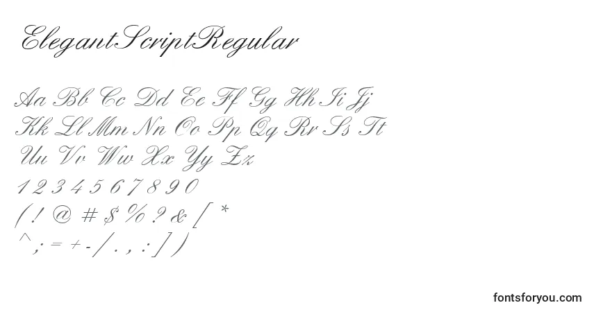 Czcionka ElegantScriptRegular – alfabet, cyfry, specjalne znaki