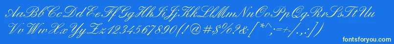 ElegantScriptRegular-Schriftart – Gelbe Schriften auf blauem Hintergrund