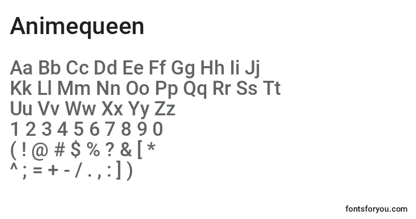 Animequeen Font – alphabet, numbers, special characters