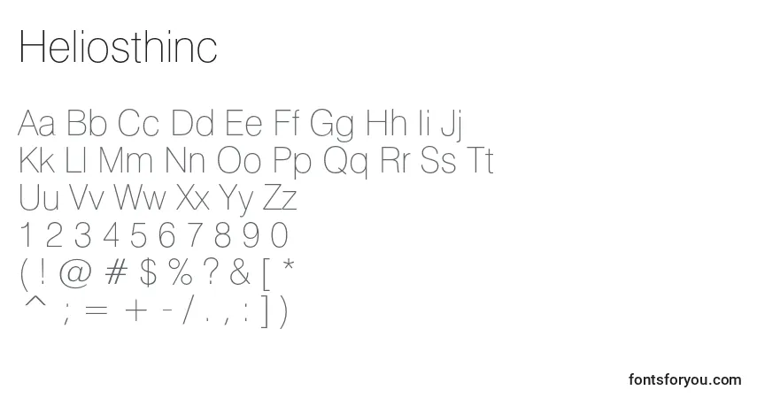 Schriftart Heliosthinc – Alphabet, Zahlen, spezielle Symbole